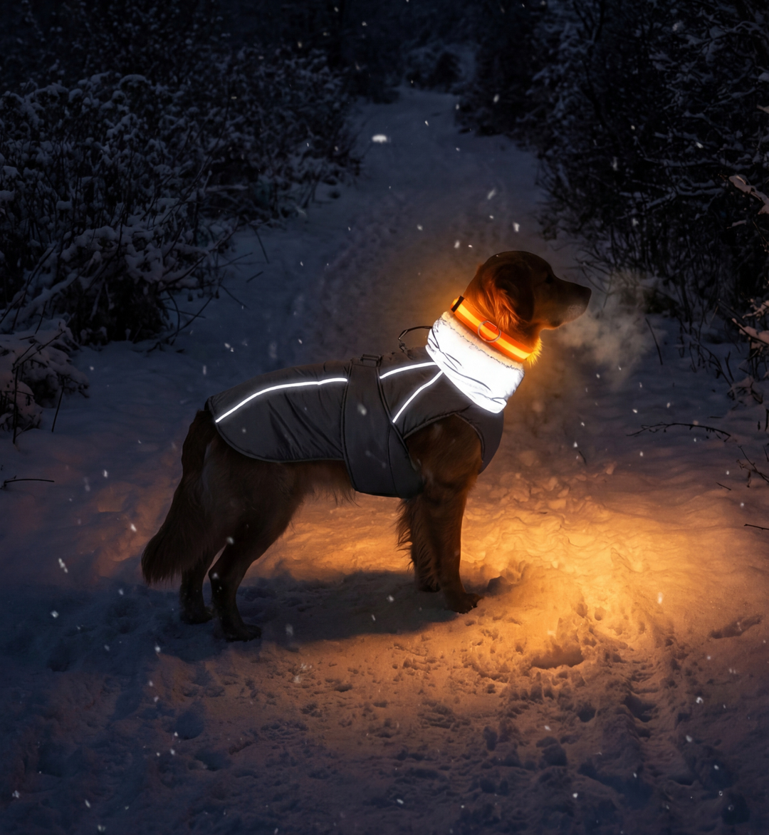 Pack Sécurité & Chaleur : Manteau Polaire + Collier LED