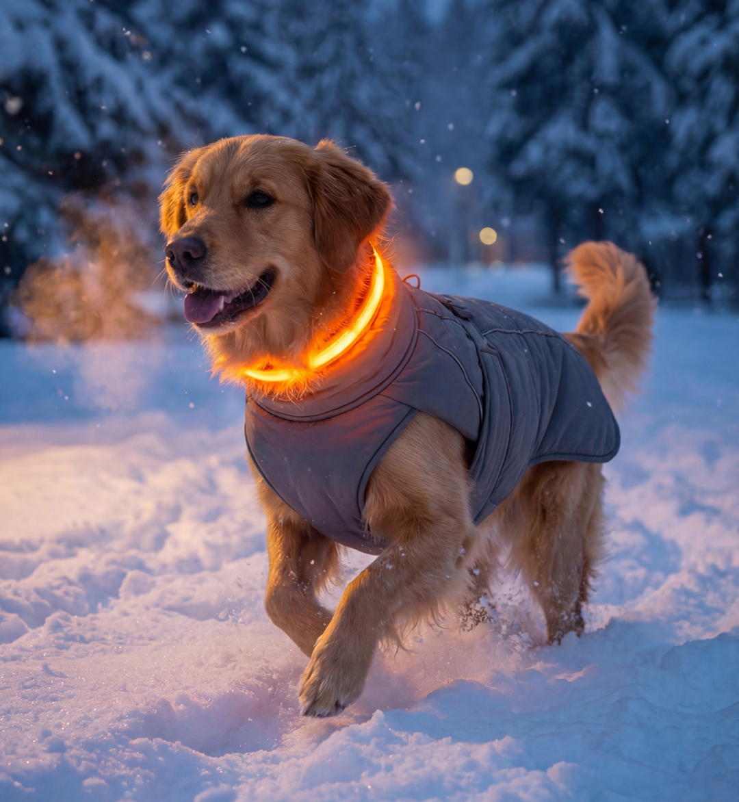 Pack Sécurité & Chaleur : Manteau Polaire + Collier LED