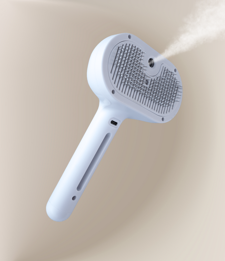 Brosse brumisante chien & chat 3-en-1 – éjection des poils (bouton poussoir)