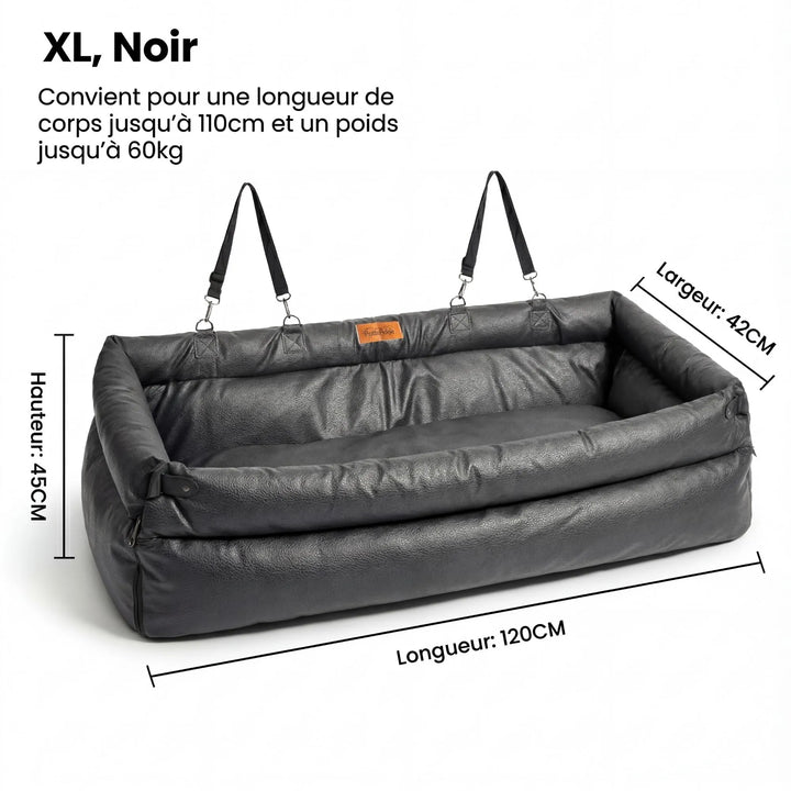 Une taille généreuse pour une protection totale. Avec ses 120 cm de longueur, cette banquette universelle s'adapte à la plupart des véhicules et accueille les chiens pesant jusqu'à 60 kg.