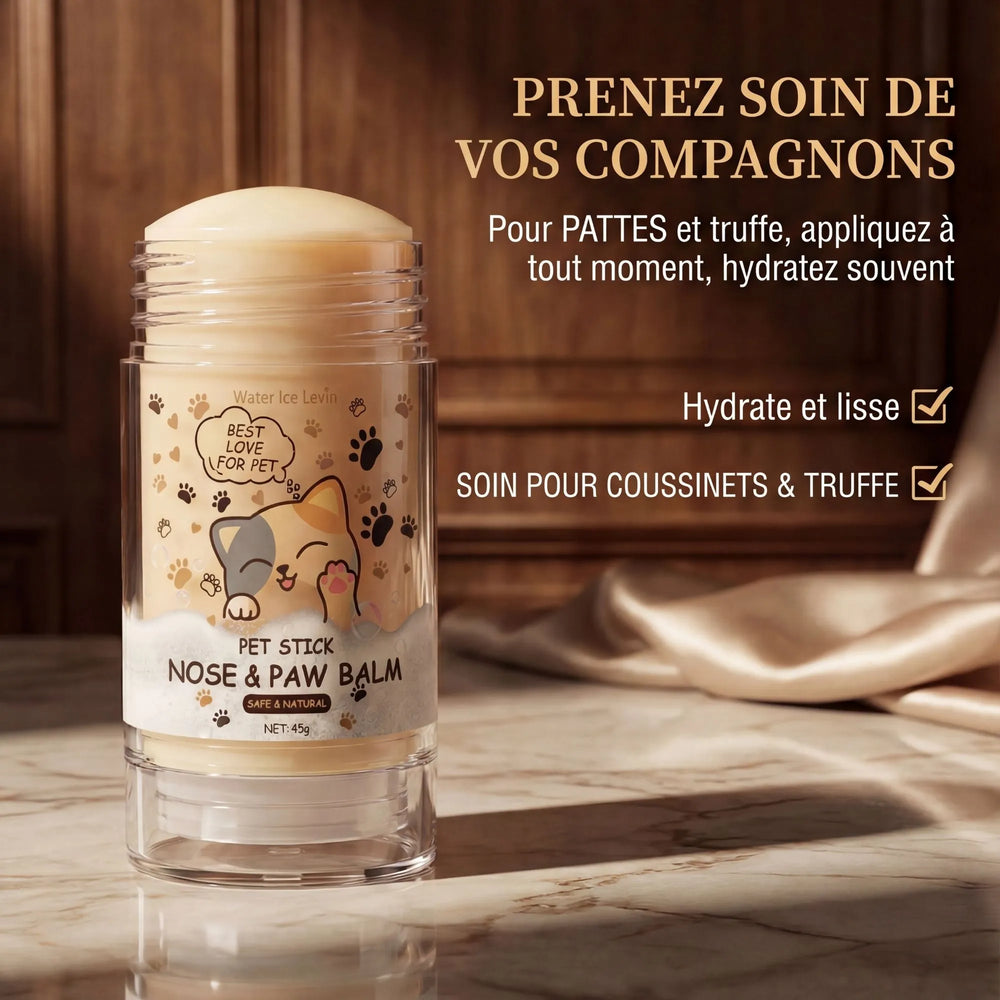 Stick de soin hydratant et lissant pour truffe et coussinets de chien. Baume protecteur pour prendre soin de votre compagnon au quotidien.