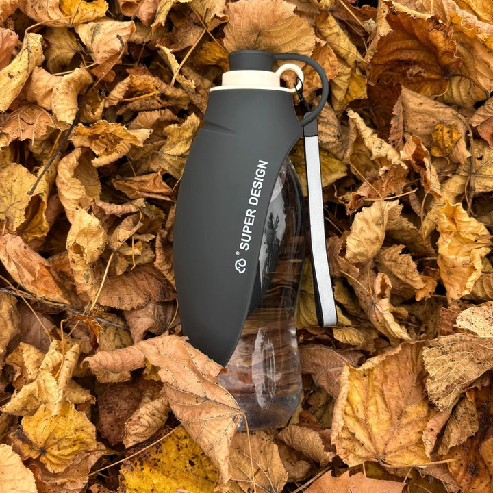 gourde pour chien noire 580 ml, bol intégré, vue de face