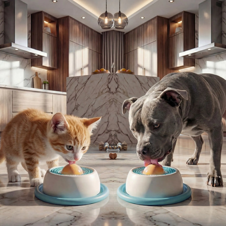 Bol anti-ennui compatible pour chien et chat, idéal pour l'occupation mentale et la réduction du stress.