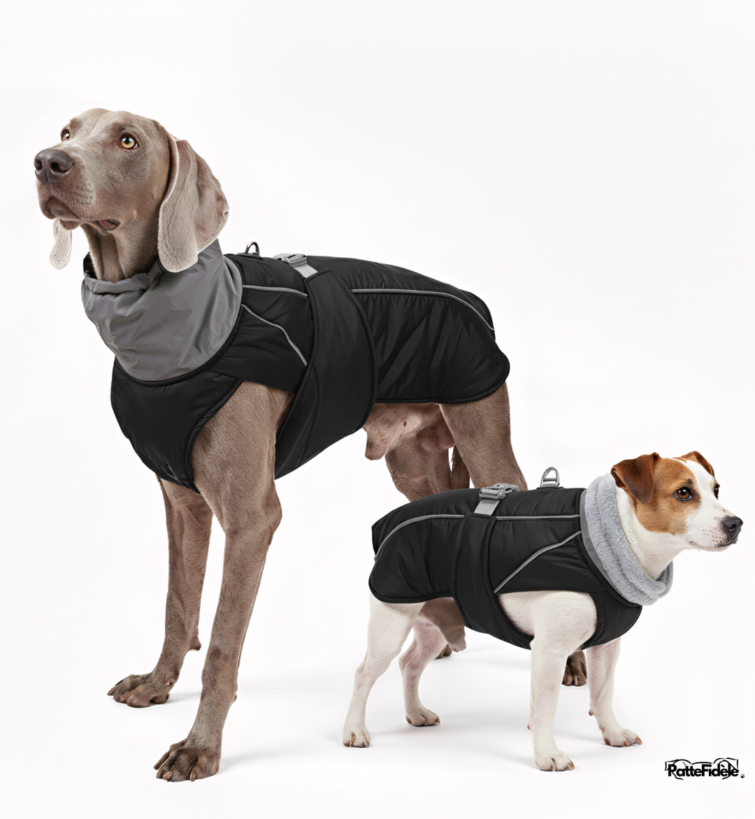 Manteau imperméable pour chien noir classique. Protection intégrale contre la pluie pour toutes races de chiens.