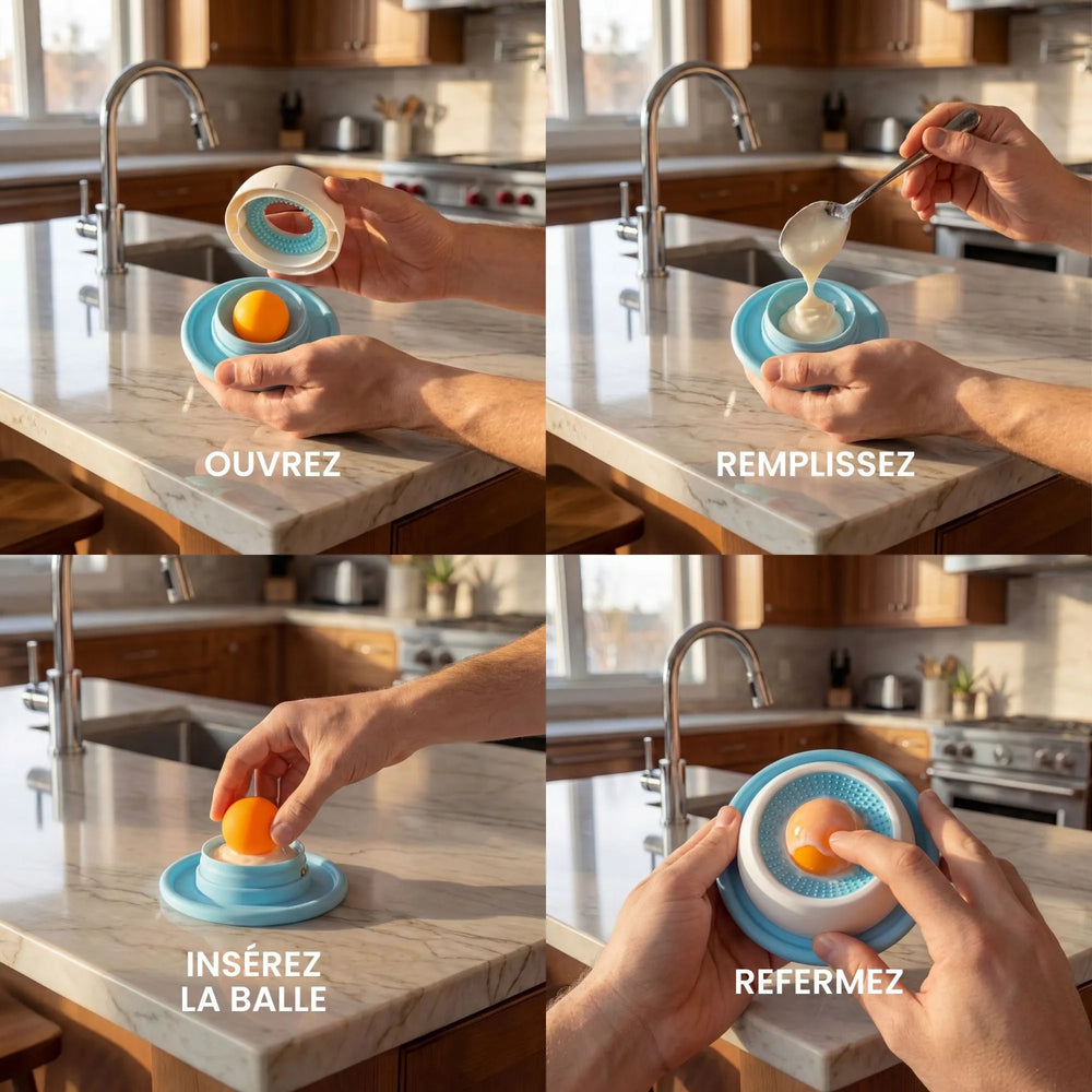 Guide complet en 4 étapes pour préparer et remplir le bol Toupie-Gourmand pour votre chien.