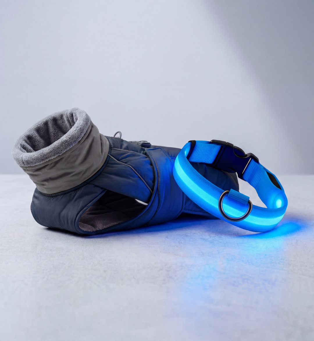 Pack Sécurité & Chaleur : Manteau Polaire + Collier LED
