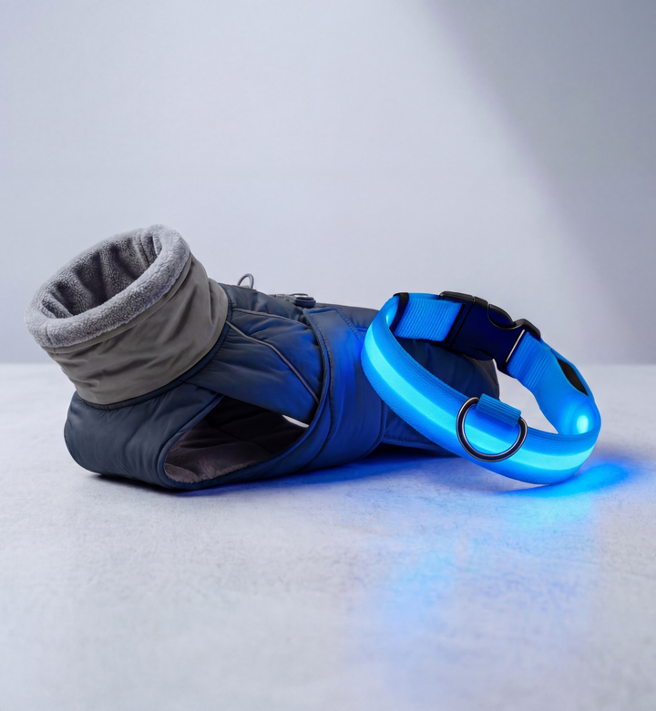 Pack Sécurité & Chaleur : Manteau Polaire + Collier LED