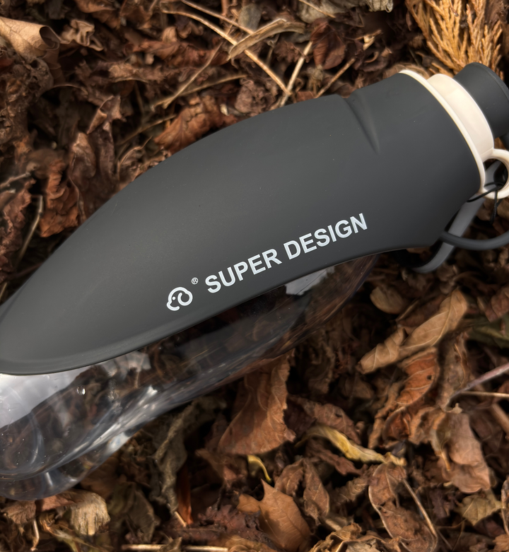 gourde pour chien noire 580 ml, bol intégré, zoom