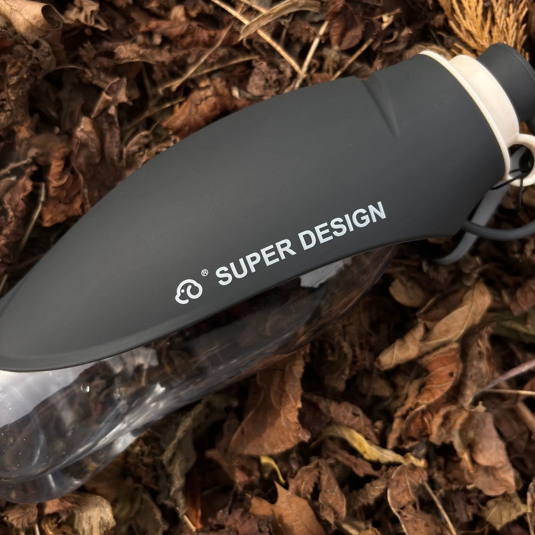 gourde pour chien noire 580 ml, bol intégré, zoom