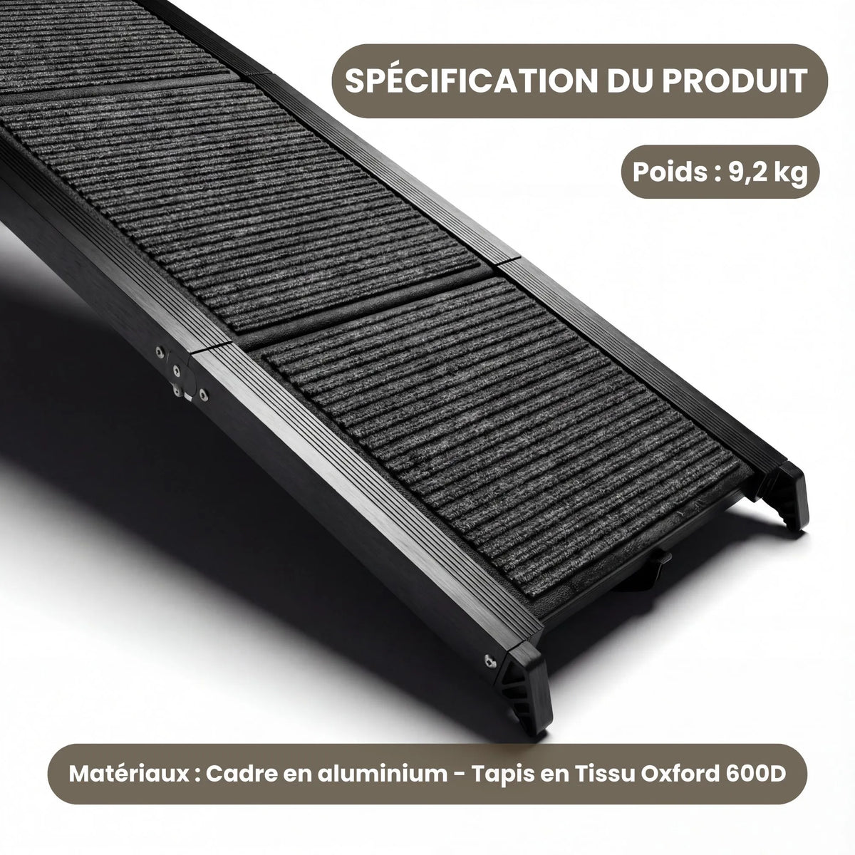 Poids net de 9,2kg, cadre en aluminium robuste et tissu Oxford 600D résistant aux griffures.